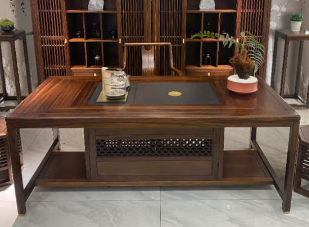 上乘系列乌金木【茶台 含乌金石+茶壶】Y08-9601